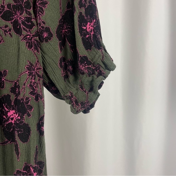 Mod Lusive Large Multicolored Blouse Puff Sleeves Mandarin Collar Retro Boho - Picture 4 of 8